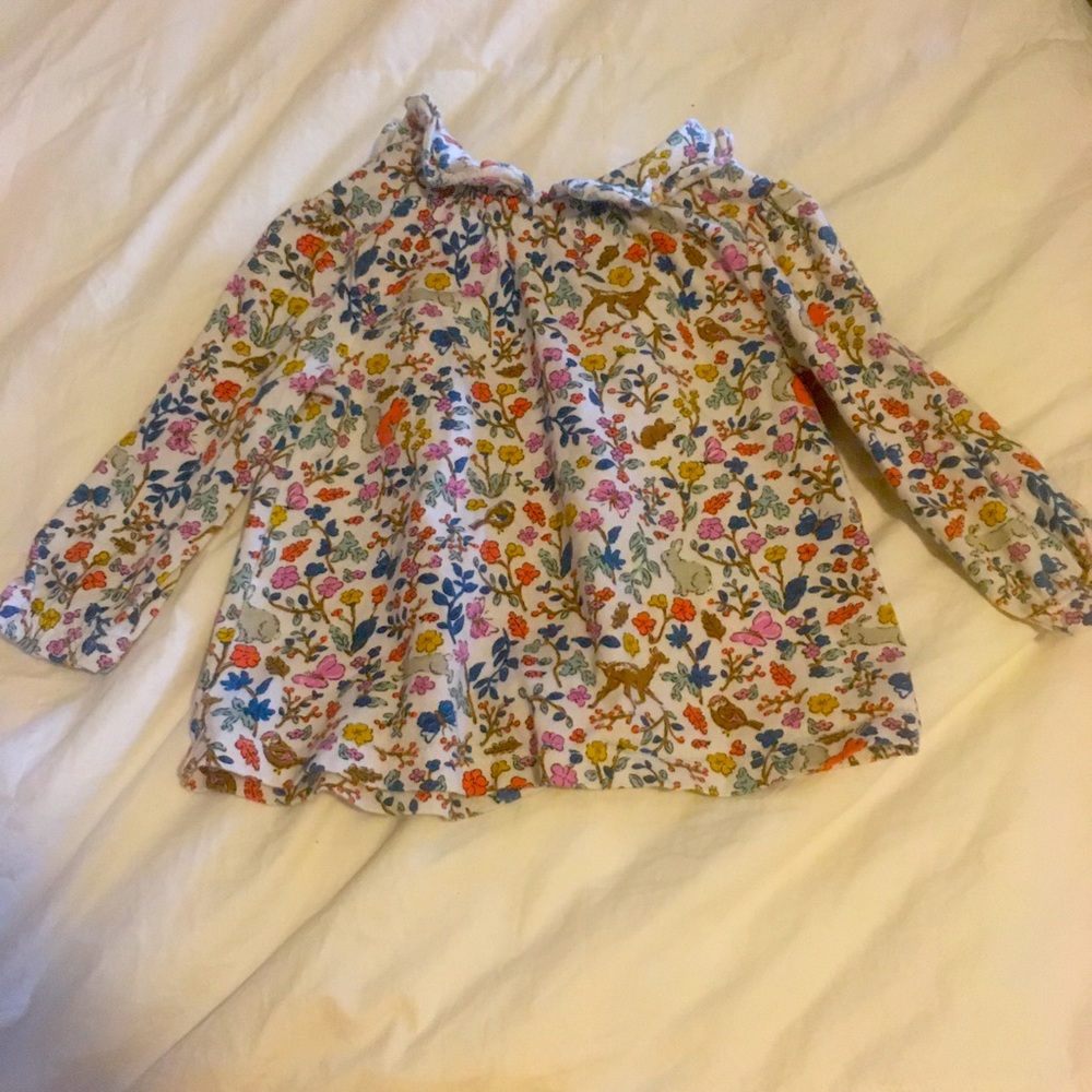 Baby Boden snap long sleeved Floral Dress Sz 3-6 mths